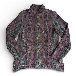 Arlene Wohl Vintage Colorful Button Up Textured Blazer Jacket Small Handwoven